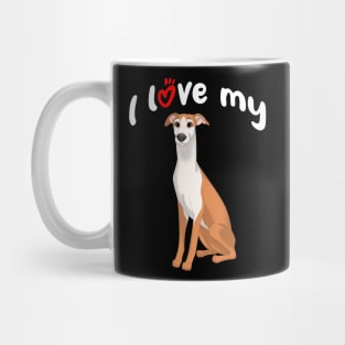 I Love My Red & White Whippet Dog Mug